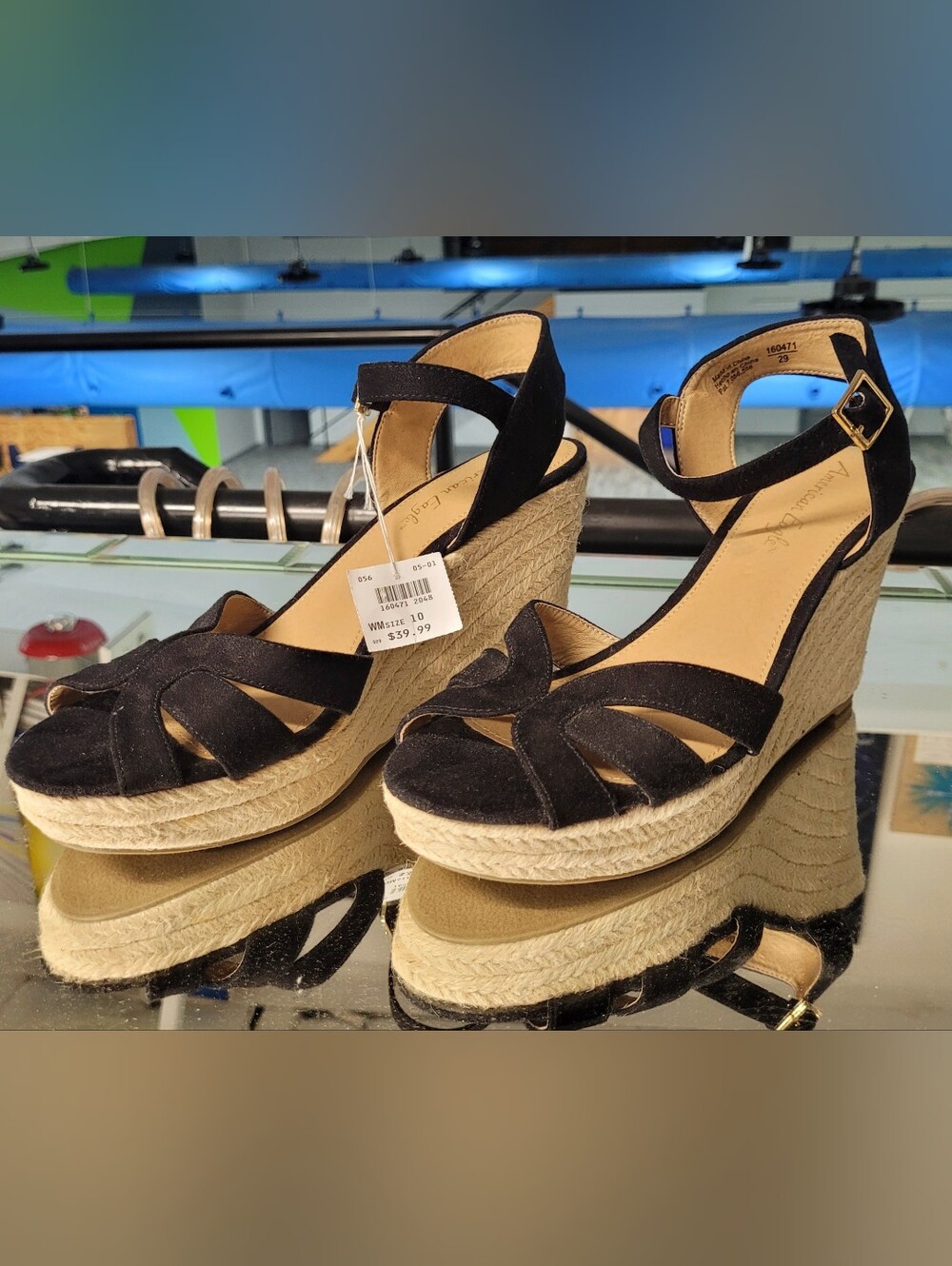 American Eagle Outfitters Black Espadrille Wedge Sandals